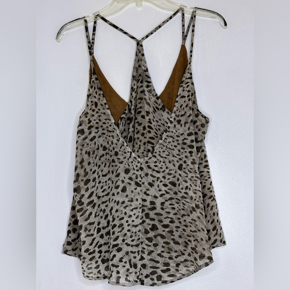 Macy’s Teen Vogue V-neck jeweled animal print flowy, layered top Sz M - Picture 2 of 5